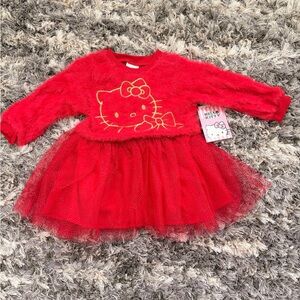 Hello Kitty Fuzzy Red Dress with Tulle Skirt